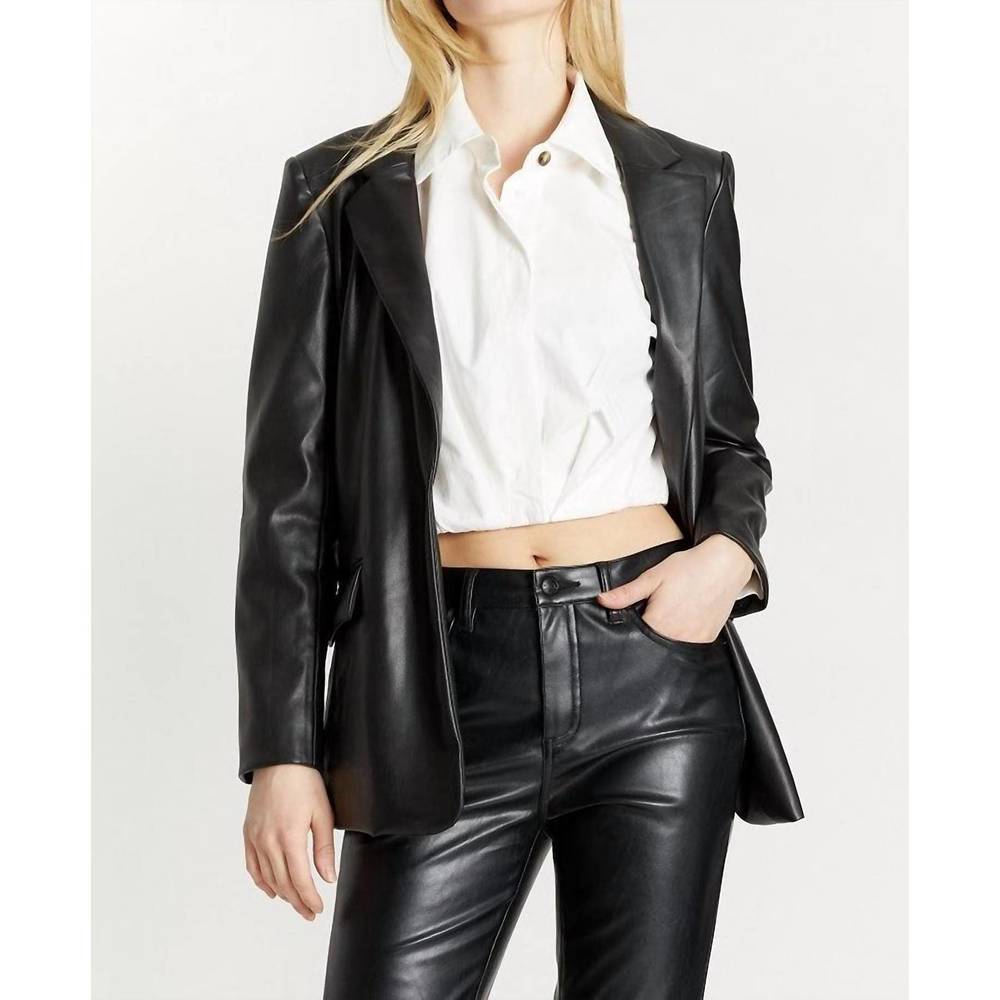 NEW OAT NEW YORK slim boyfriend blazer in black/vegan leather